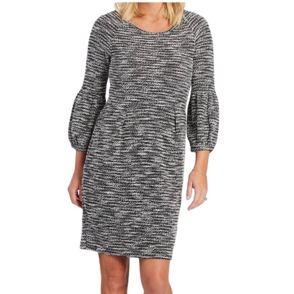 NWT EVEREVE Collective Concepts Anna Striped Knit Dress Black White Size M - Picture 1 of 16